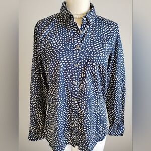 GAP The Tailored Shirt Cotton Button Down Navy Blue Dots Classic Size Medium
